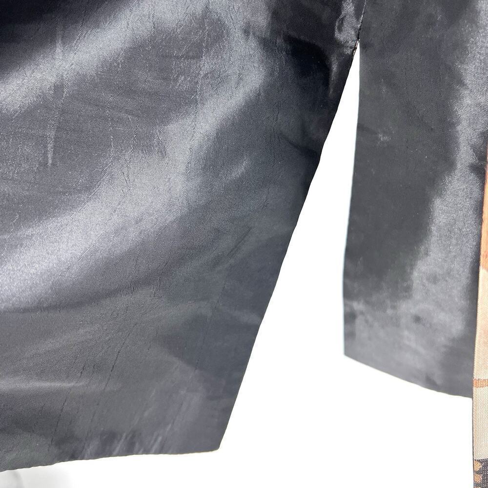 VTG Custom Black Brown Metallic Silk Artsy Blazer Jacket Womens - Picture 8 of 8